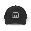 Aban Adinkra symbol cap in Black — meaning 'Fortress' (Strength & Authority) — Sankofa House